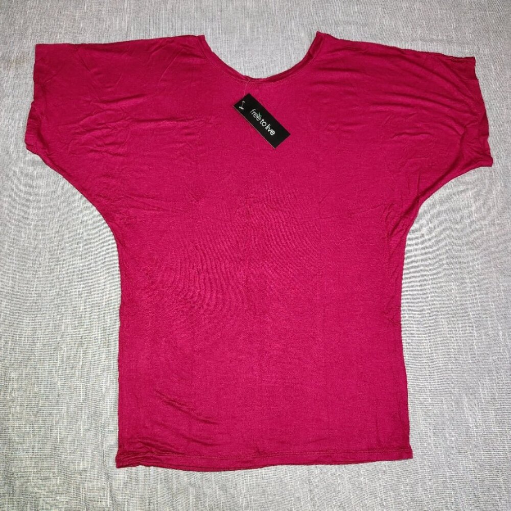 Free to Live Women's Dolman Top Shirt‎ Size Small Burgundy Wine